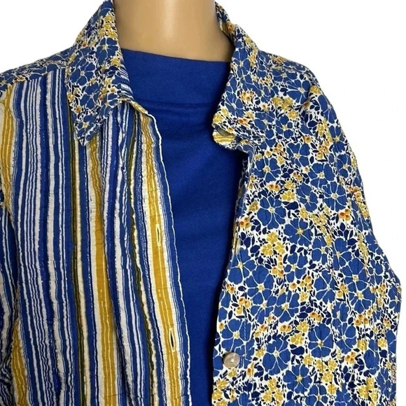 HABITAT tunic,blouse, NEW!women M,L & XL.,textured, crinkled, stripes,Lagenlook - Picture 4 of 15